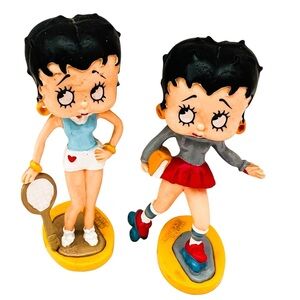 Vintage Betty Boop By Marty Toy Tennis And Roller Skating Plastic Figurines
